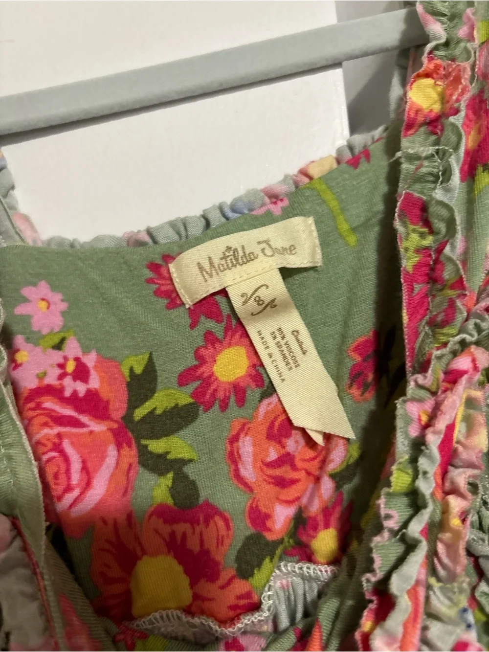 Matilda Jane sleeveless green floral Ruffle Sundress bamboo modal